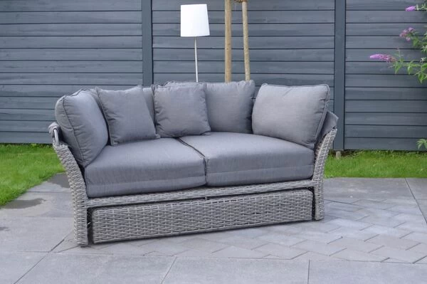 OUTFLEXX Sonneninsel, Grau, Polyrattan, Halbrund, 193 X 104 X 74 Cm, Hocker Drehbar, Dach Klappbar 9 OUTFLEXX Sonneninsel, Grau, Polyrattan, Halbrund, 193 X 104 X 74 Cm, Hocker Drehbar, Dach Klappbar – Bild 7