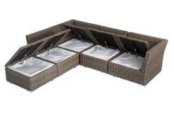 OUTFLEXX Loungegarnitur, Polyrattan/Teakholz, Tisch 160x90cm, Für 5 Personen, Wasserfeste Kissenbox -Gartenmöbel Geschäft 7 19390.jpg