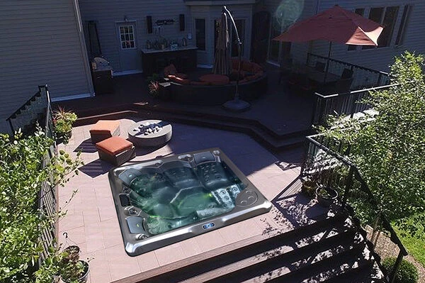 Outtech Steel Art Aries Whirlpool, Grau/schwarz, 214x214x93 Cm / 1000L, 5 Pers., LED Corner Light, LCD Balboa Anzeige, WIFI READY 9 Outtech Steel Art Aries Whirlpool, Grau/schwarz, 214x214x93 Cm / 1000L, 5 Pers., LED Corner Light, LCD Balboa Anzeige, WIFI READY – Bild 7