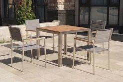 OUTFLEXX Stuhl, Taupe, Edelstahl/Textilene, Padded, Armlehnen Aus FSC-Teakholz, 62x56,5x86cm -Gartenmöbel Geschäft 8 13516.jpg