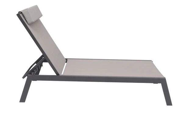VILLANA 2er-Set Sonnenliegen, Anthrazit/grau, Alu/Textil, 198x66x32cm, Mit Beistelltisch 45x45cm 12 VILLANA 2er-Set Sonnenliegen, Anthrazit/grau, Alu/Textil, 198x66x32cm, Mit Beistelltisch 45x45cm – Bild 10