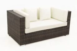 OUTFLEXX 2-Sitzer Sofa, Braun Marmoriert, Polyrattan, 152 X 85 X 70 Cm, Wasserfeste Kissenbox -Gartenmöbel Geschäft 8 15734 2 BOX.jpg