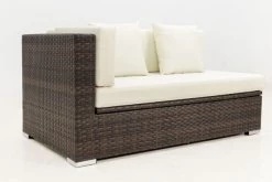 OUTFLEXX 2-Sitzer Ecksofa, Braun Marmoriert, Polyrattan, 145 X 85 X 70 Cm, Wasserfeste Kissenbox, Armlehne Re. -Gartenmöbel Geschäft 8 15734 4 BOX.jpg