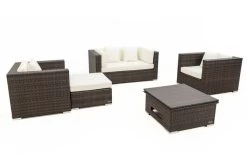 OUTFLEXX Loungemöbel-Set, Polyrattan, Braun Marmoriert, 5 Pers, Wasserfeste Kissenbox, Inkl. Loungetisch -Gartenmöbel Geschäft 8 16066 BOX D.jpg