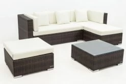 OUTFLEXX Loungemöbel-Set, Braun Marmoriert, 5 Pers, Polyrattan, Wasserfeste Kissenbox, Inkl. Beistelltisch -Gartenmöbel Geschäft 8 16068 BOX B.jpg