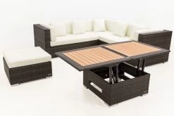 OUTFLEXX Loungemöbel-Set, Braun Marmoriert, 6 Pers, Polyrattan, Wasserfeste Kissenbox, Inkl. Loungetisch -Gartenmöbel Geschäft 8 16069 BOX D.jpg