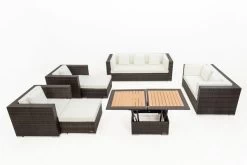 OUTFLEXX Loungemöbel-Set, Braun Marmoriert, Polyrattan, 9 Pers, Wasserfeste Kissenbox, Inkl. Loungetisch -Gartenmöbel Geschäft 9 16062 BOX D.jpg