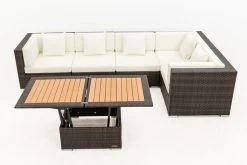 OUTFLEXX Loungemöbel-Set, 5 Pers, Braun Marmoriert, Polyrattan, Wasserfeste Kissenbox, Inkl. Loungetisch -Gartenmöbel Geschäft 9 16064 BOX D.jpg