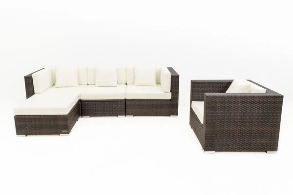 OUTFLEXX Loungemöbel-Set, Braun Marmoriert, Polyrattan, 5 Pers, Wasserfeste Kissenbox 11 OUTFLEXX Loungemöbel-Set, Braun Marmoriert, Polyrattan, 5 Pers, Wasserfeste Kissenbox – Bild 9