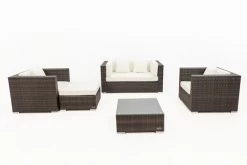 OUTFLEXX Loungemöbel-Set, Polyrattan, Braun Marmoriert, 5 Pers, Wasserfeste Kissenbox, Inkl. Beistelltisch -Gartenmöbel Geschäft 9 16066 BOX B.jpg