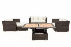 OUTFLEXX Loungemöbel-Set, Polyrattan, Braun Marmoriert, 5 Pers, Wasserfeste Kissenbox, Inkl. Loungetisch -Gartenmöbel Geschäft 9 16066 BOX D.jpg