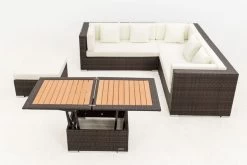 OUTFLEXX Loungemöbel-Set, Braun Marmoriert, 6 Pers, Polyrattan, Wasserfeste Kissenbox, Inkl. Loungetisch -Gartenmöbel Geschäft 9 16069 BOX D.jpg